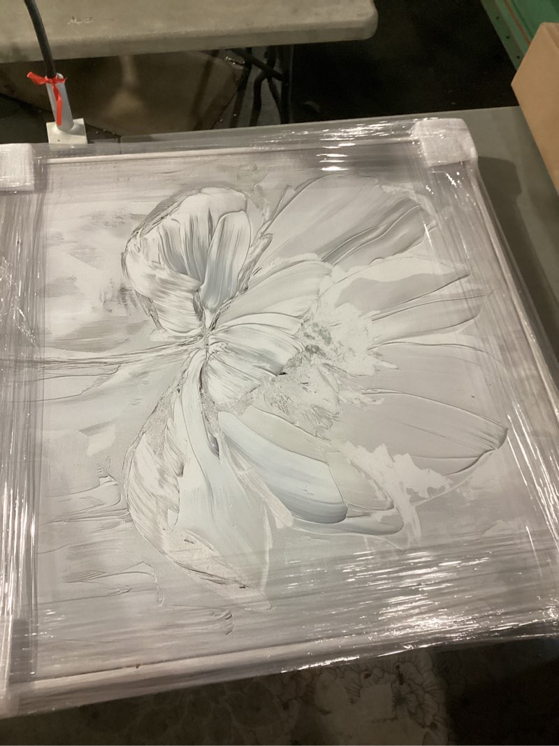 Condition photo showing As Is for art remedy off-white magnolia ii floral fine 1 piece canvas wall art, 16" x 16", gallery wrapped gallery wrapped 16"l x 16"w