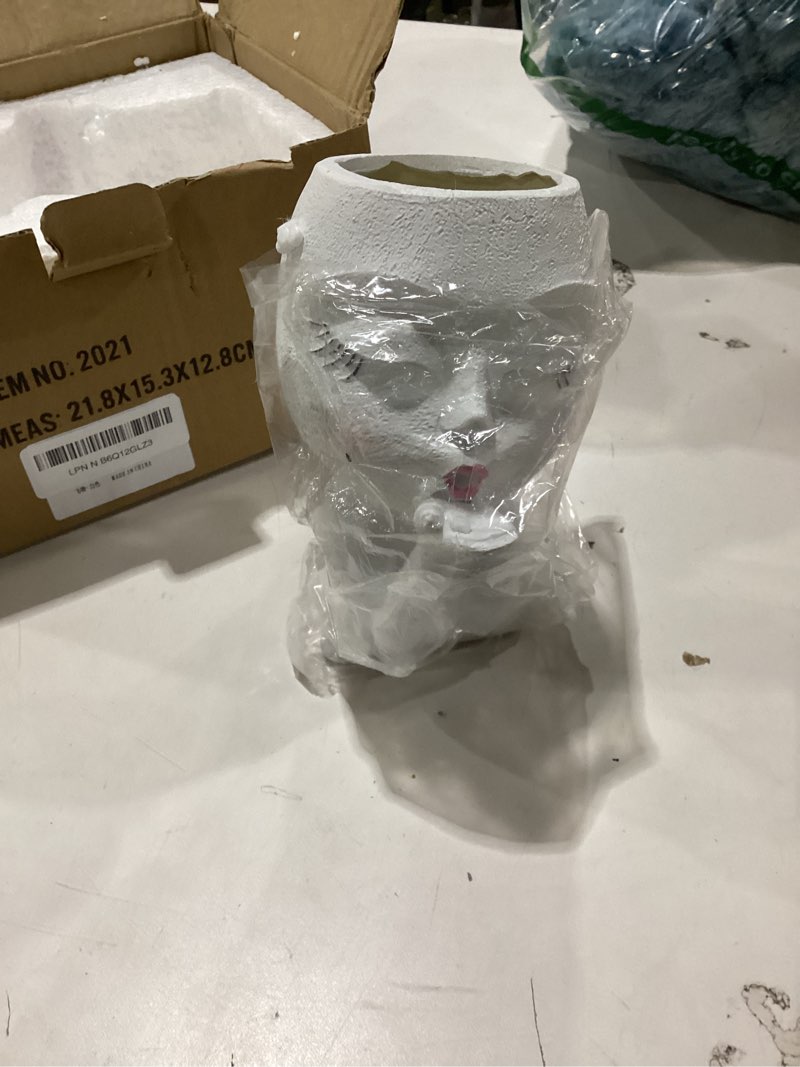 Condition photo showing New/Like New for Cute Head Planter/Face Planters for Indoor Outdoor Plants, with Drainage Hole, Lady Head Planters Pot, Resin Succulent Planter (White) Kiss White-kiss