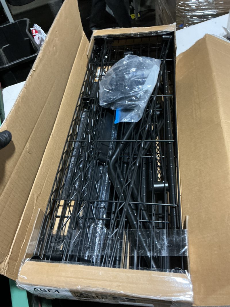 Condition photo showing New/Like New for u14 over washer and dryer storage shelves, 4 tiers laundry room storage and organizer system, space saving clothes drying rack with 2 clothes hanger rods, 66.5" w x 20.5" d x 77.4" h, black black u14 standard