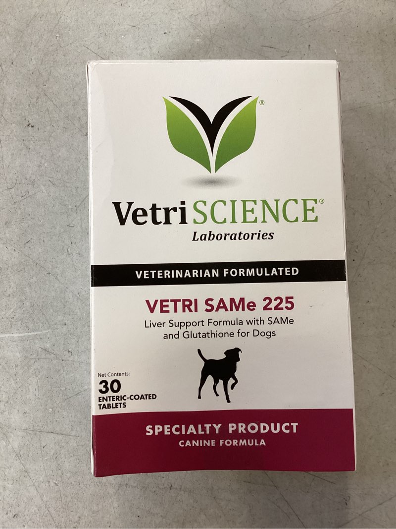 BBD: 09/2025. VetriScience | Vetri SAMe 225 Liver Supplement for Dogs – 30-Tablets 