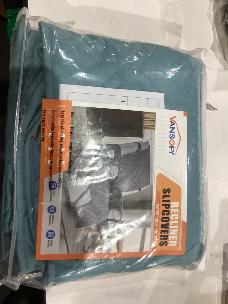 Condition photo showing Good Condition for vansofy 100% waterproof recliner chair covers, recliner cover non-slip dog chair cover furniture protector washable slipcover with pocket, elastic straps for pets, dogs(azuree, 23.6") azuree 23.6"
