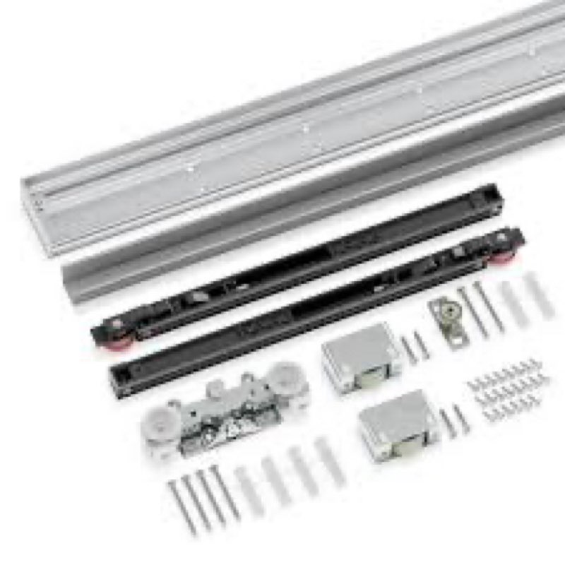 (Incomplete) Concealed Sliding Barn Door Hardware Apply For 32-48'' Door, Aluminum Wall Mount System (Door Not Included)