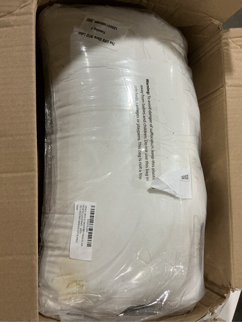 Condition photo showing As Is for ROYALE LINENS 20 x 20 Pillow Insert - Down Alternative Throw Pillows Insert - Square Pillow Pack of 2 White - Bed & Couch Pillows - Inner Cushion for Bed, Cushion for Living Room - Shams Stuffer Pack of 2 20x20 Inch