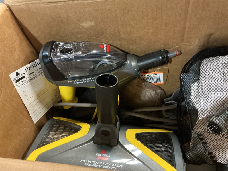 Condition photo showing As Is for bissell powersteamer heavy duty 3-in-1 steam mop and handheld steamshot for indoor & outdoor, use for garage, workshop, auto, boat, recreational vehicles, windows,outdoor furniture and decks, 2685a