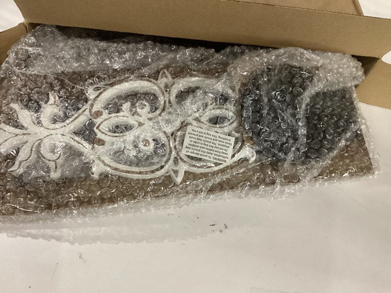 Condition photo showing New/Like New for Farmhouse Wood Candle Sconces Wall Decor - Set of 2 Walasis Rustic Wall Candle Holder Decorative Carved Brown Candle Sconce Farmhouse Art Distressed Pillar Candles Holder for Fireplace Decor 3d Embossed 15.8"H x 6"Lx4.33"W