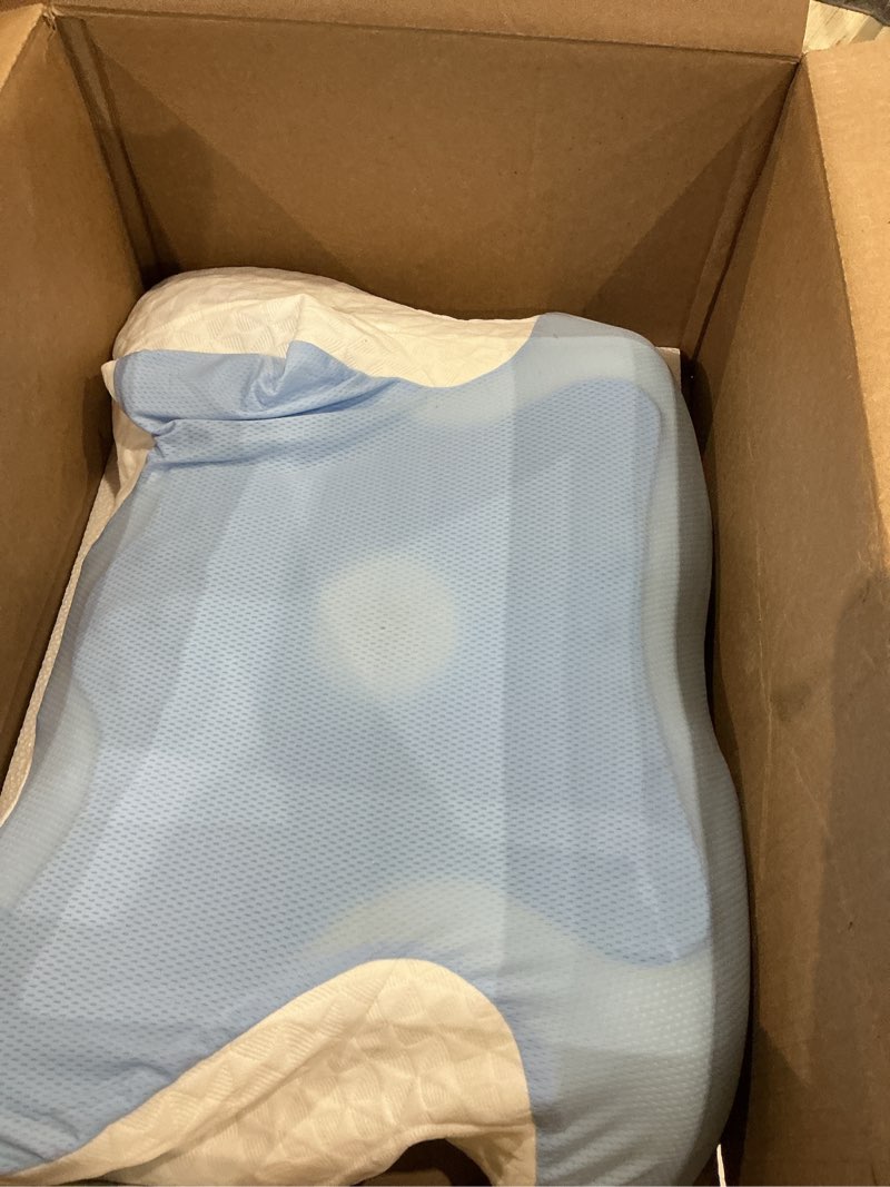 Condition photo showing As Is for cervical pillow for neck pain relief - cooling gel memory foam, ergonomic butterfly design for side & back sleepers, thankyou gifts for women men (medium firm, blue)??