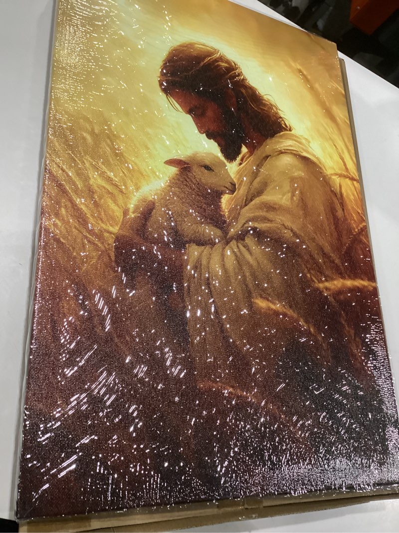 jesus holding lamb canvas wall art christian the good shepherd painting picture wall decor jesus wit