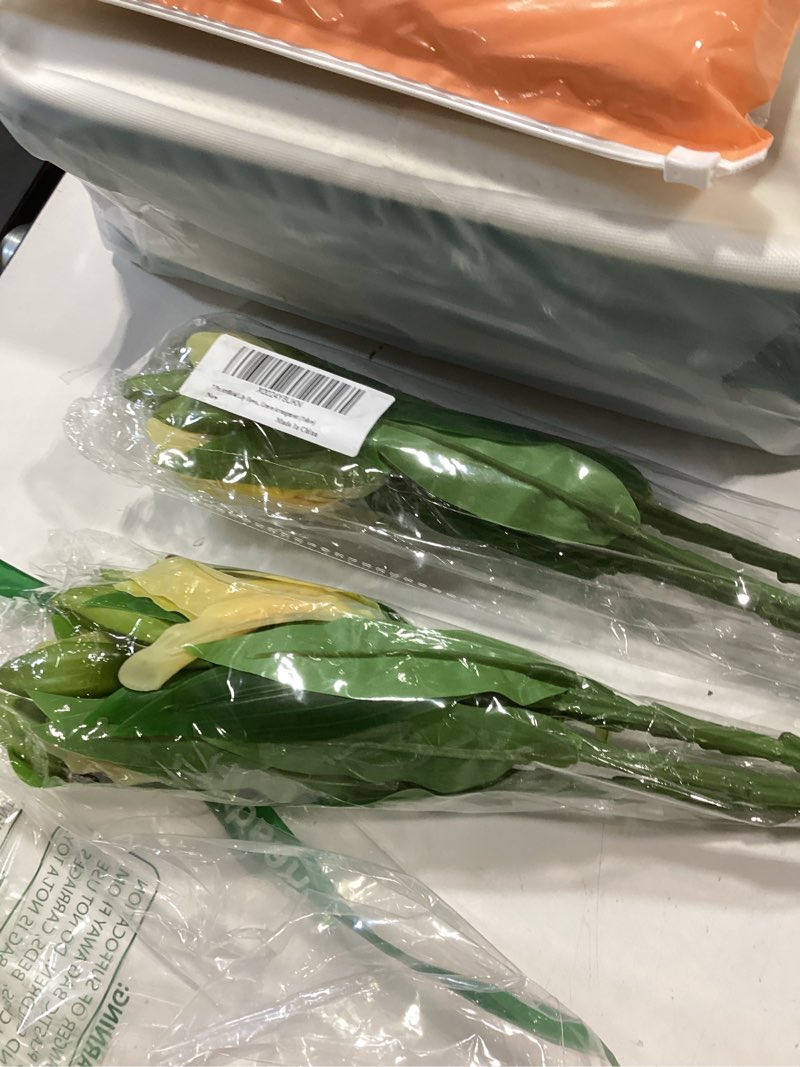 Condition photo showing Good Condition for 7 pcs artificial lily flowers artificial lilies flowers for home wedding bouquets home hotel party decor graves arrangement (yellow)