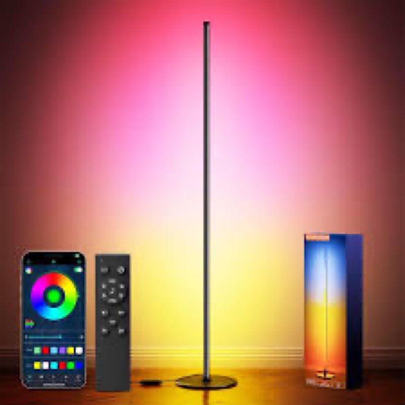 luckystyle smart rgb+ic corner floor lamp,bright led tall modern floor lamp with app and remote,ambi
