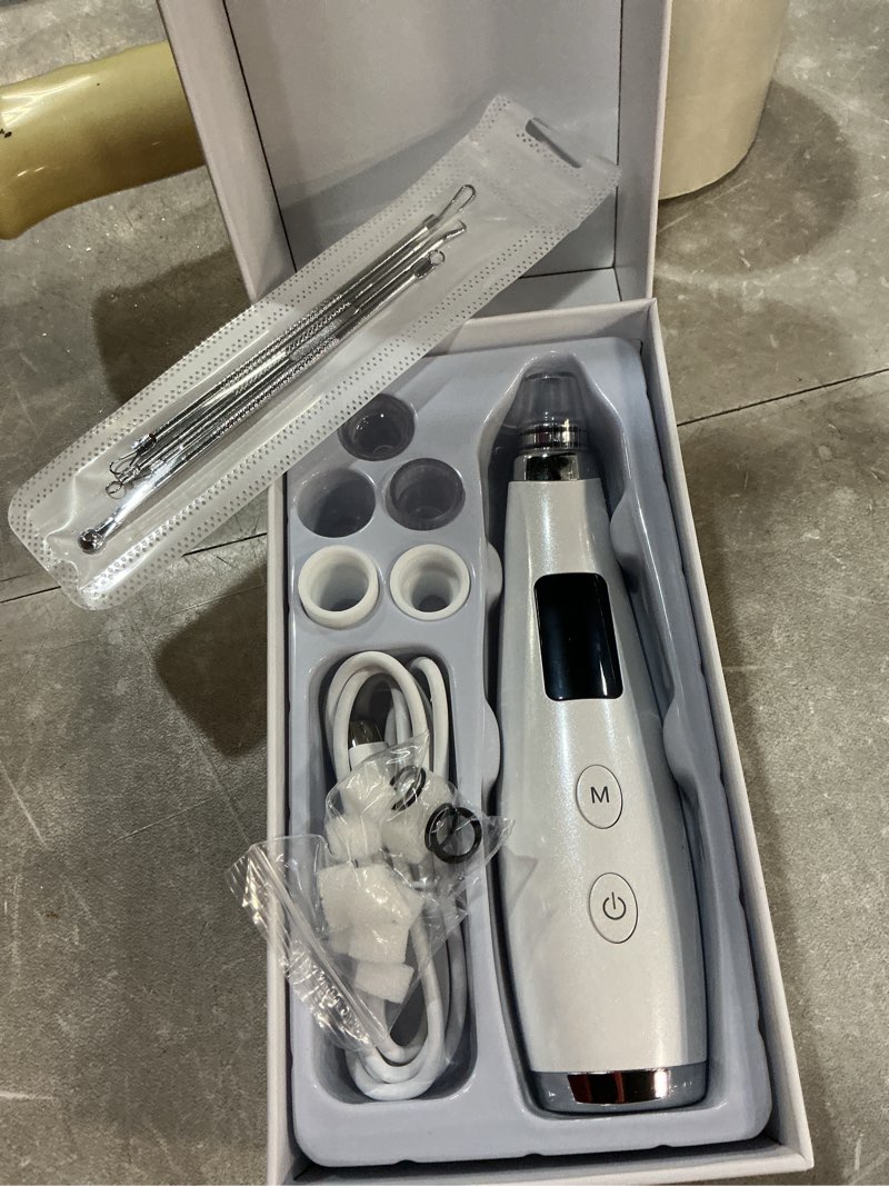 Condition photo showing New/Like New for pore vacuum blackhead remover - pore extractor with 5 attachments & 3 suction levels - blackhead remover tools for women and men (white)