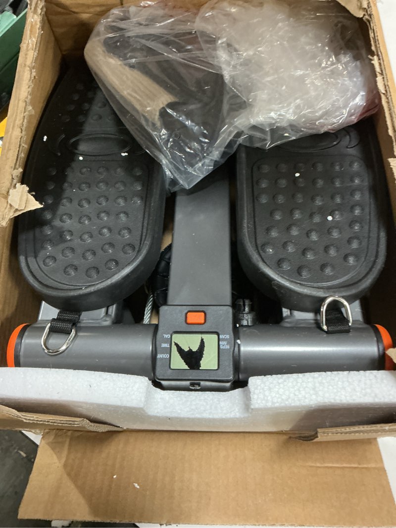 Condition photo showing As Is for niceday steppers for exercise, stair stepper with resistance bands, mini stepper with 300lbs loading capacity, hydraulic fitness stepper with lcd monitor gray