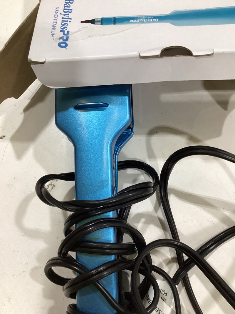 Condition photo showing Good Condition for nano titanium ultra-thin hair straightener, professional flat iron, 5-inch extended plates for faster straightening, for all hair types 2 inches blue