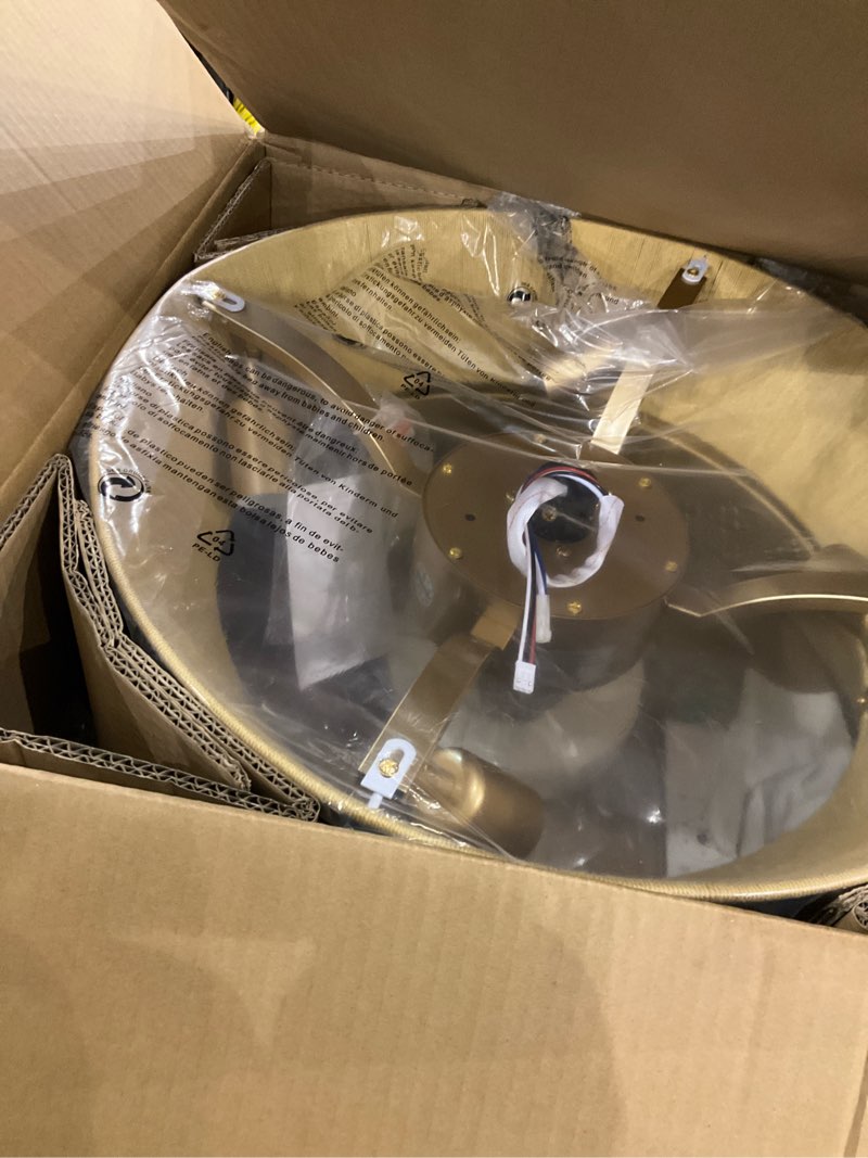 Boho Fandelier Ceiling Fan with Light Gold Caged Ceiling Fans with Lights and Remote Rattan Chandeli