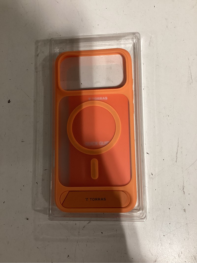 Condition photo showing Good Condition for torras strong magnetic & seamless stand for iphone 17 pro max case, fit for magsafe, military grade drop protection, adjustable kickstand for iphone 17 pro max case translucent matte orange orange for iphone 17 pro max