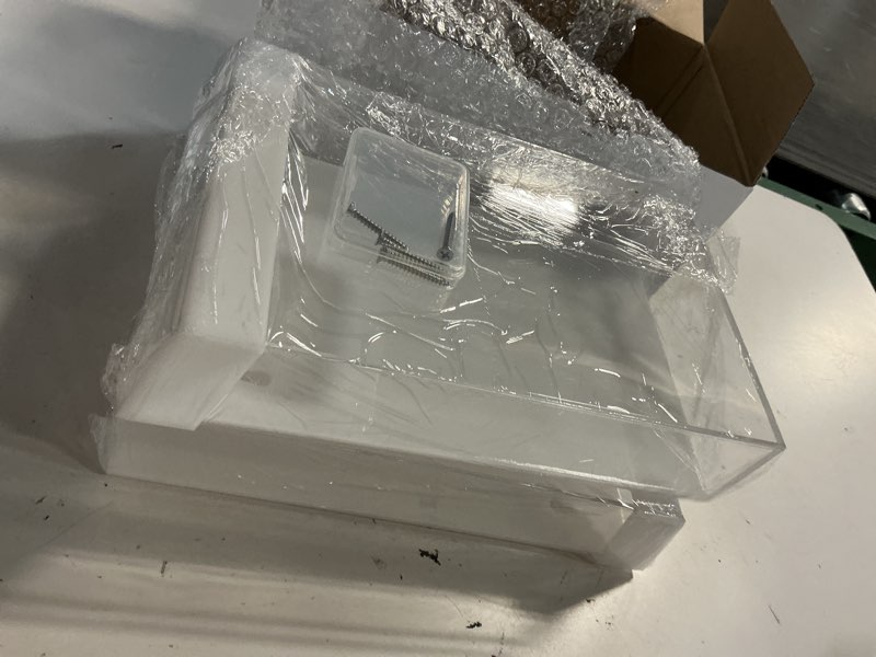 Condition photo showing Good Condition for remerry 2 pieces acrylic outdoor brochure holder 6 x 9 inch clear wall mount literature box with white lid wall mounting waterproof pamphlet holder with 4 screws for pamphlet map menu flyer display