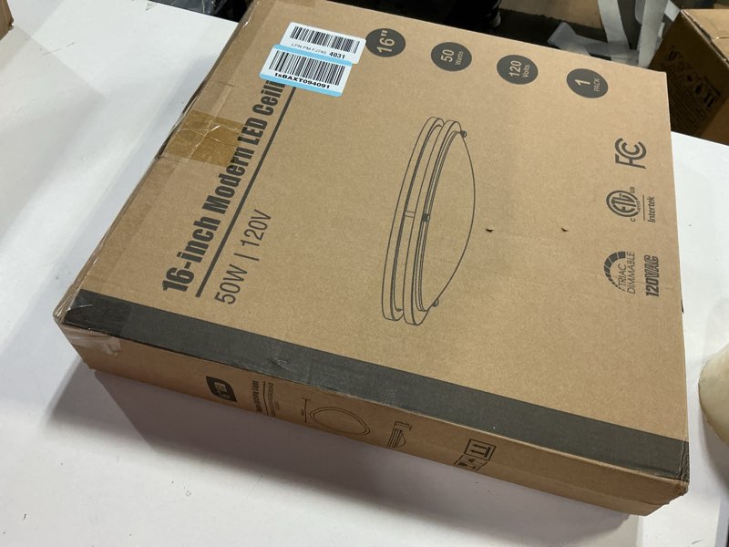 Condition photo showing New/Like New for 16Inch Flush Mount LED Ceiling Light Fixtures Black, 5CCT Adjustable 2700K 3000K 4000K 5000K 6500K, 4500LM Close to Ceiling Light for Kitchen, Hallway, Bathroom, Kitchen, Bedroom, 1 Pack Black 16inch (1 pack)