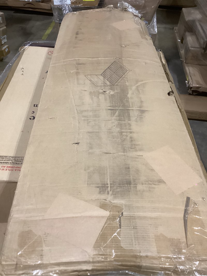 Condition photo showing As Is for Wood bedframe with upholstered headboard