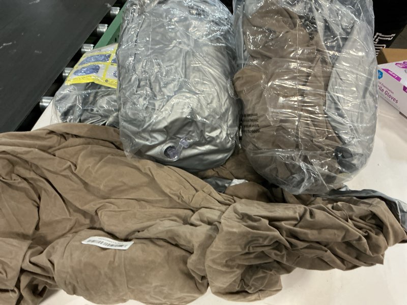 Condition photo showing As Is for Realspring Inflatable Bean Bag Chairs Outdoor Blow up Camping Chairs Inflatable Lazy Sofa Folding Portable Bean Bag Loungers Couch for Movie Night(Coffee,6 Pcs) 6 Coffee