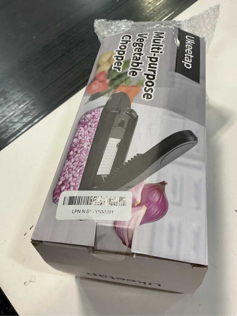 Condition photo showing New/Like New for 8 blade all-in-1 vegetable chopper mandoline slicer with container, food chopper, onion chopper, veggie cutter for salad, kitchen gadgets accessories essentials, black black 8-blade