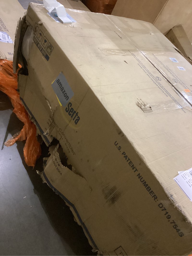 Condition photo showing As Is for Serta Ainsley 72.6" Convertible Sleeper Sofa, Queen Size, Dreamcoil Comfort, Soft Woven Fabric, Oyster Queen Sofa Oyster