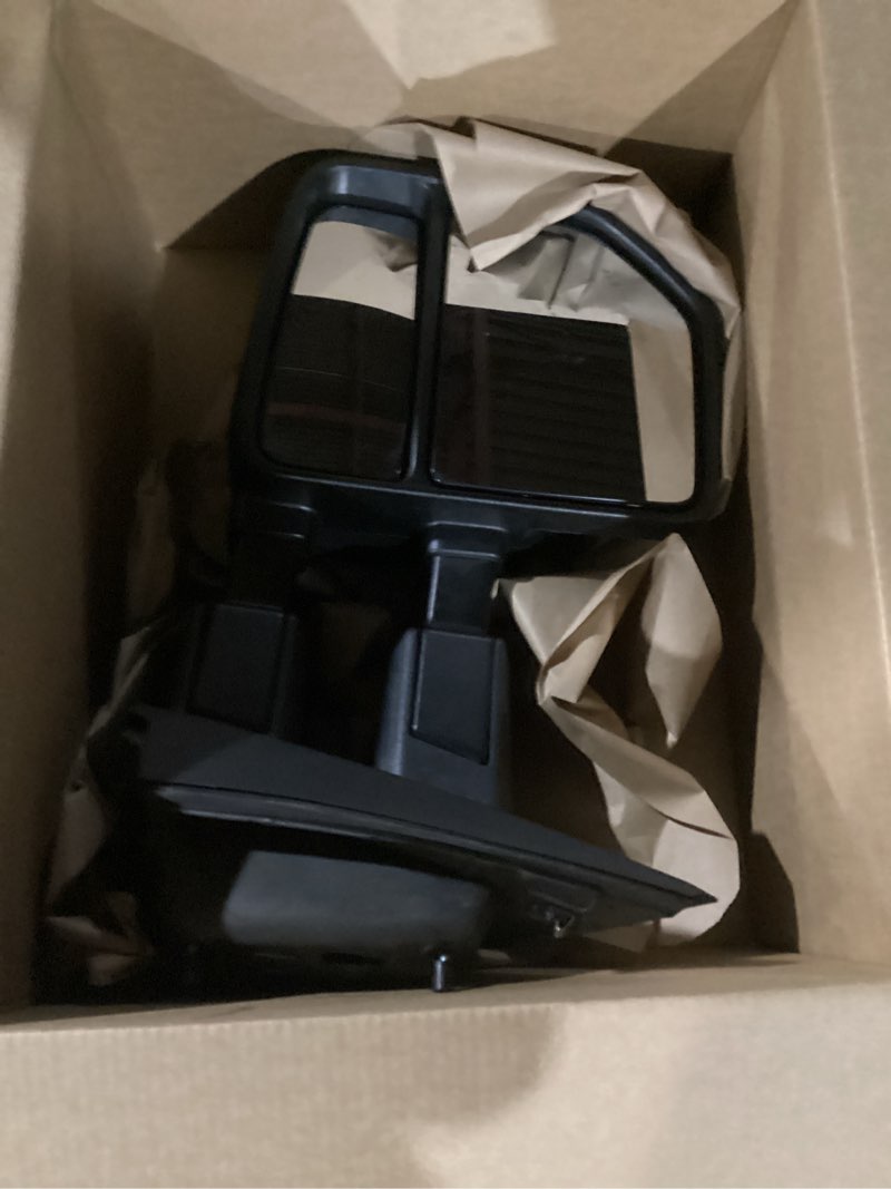 Condition photo showing Good Condition for replacement driver left side door towing mirror power and heated with signal light and blis textured and chrome back cover for ford f-150 f-250 f-350 f-450 f-550 super duty from 2015 to 2020 driver (lh) side