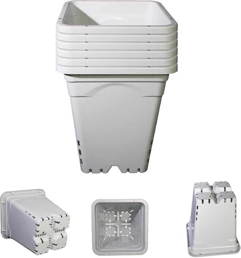 HG9X9SW 9"x9" White?10" Tall.Plastic Square Nursery Pots,Light Tight and Durable Thickened (6)