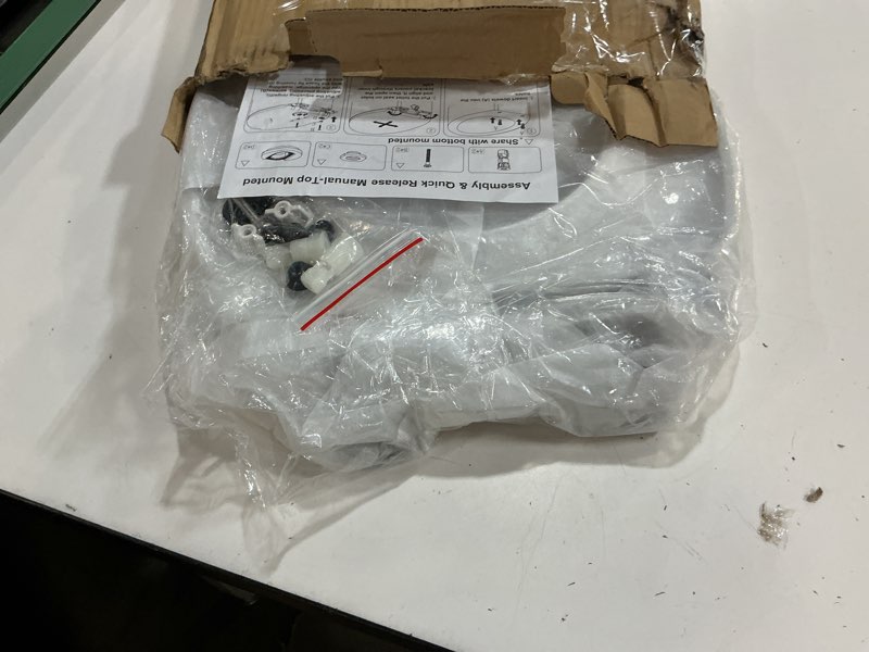 Condition photo showing As Is for 1m family toilet seat, patented slow close & quick releasing technology, anti-wiggling, easy to install and clean, standard elongated with toddler seat built in (1 piece) 1 elongated with toddler seat built in