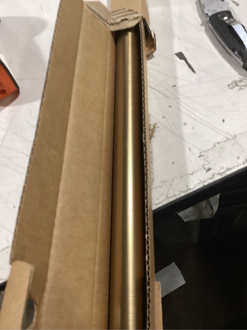Condition photo showing As Is for ivilon drapery window curtain rod - end cap style design 1 inch pole. 28 to 48 inch color warm gold 28 to 48 in.