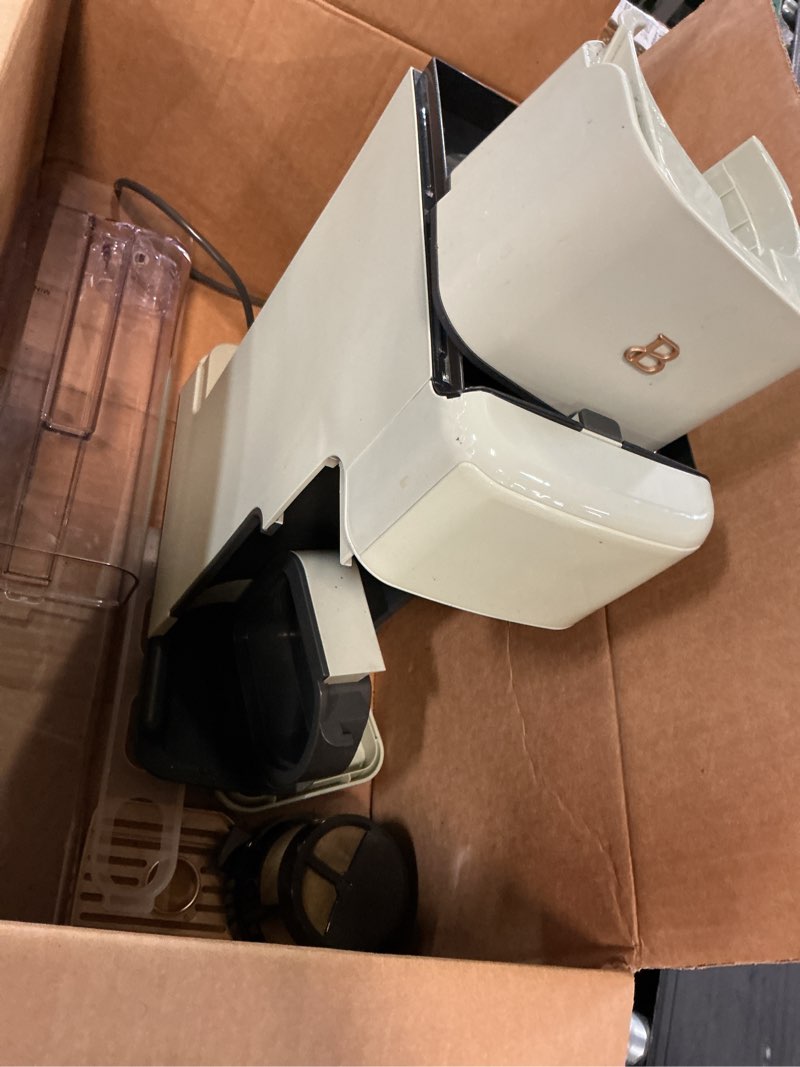 Condition photo showing As Is for beautiful perfect grind programmable single serve coffee maker, sage green by drew barrymore