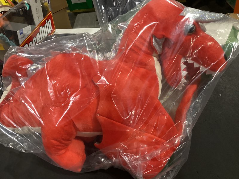 Condition photo showing As Is for (incomplete)maogolan 7 pcs dragon plush toy set for kid, 22 inch large dragon stuffed animal with 4 babies and 2 eggs in mom's belly,dinosaur plush easter gift for boy girl birthday baby shower party decor red