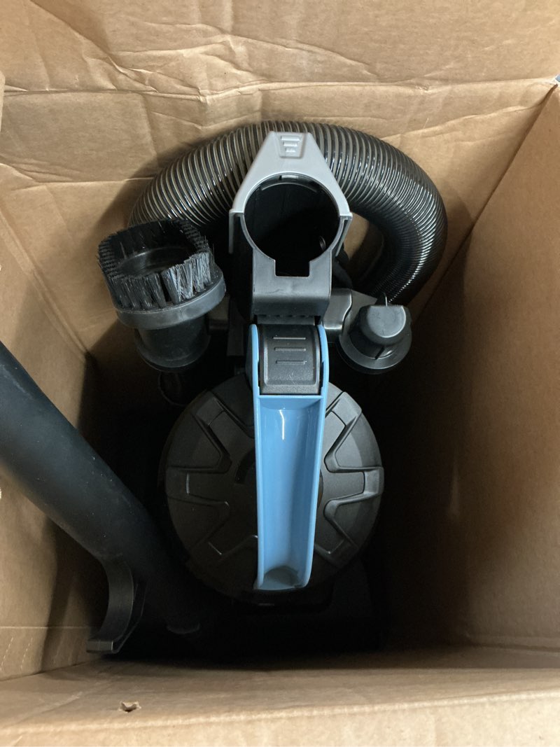 Condition photo showing As Is for mainstays lightweight bagless upright vacuum cleaner with brush and crevice tool