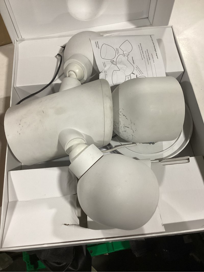 Condition photo showing As Is for Google Nest Cam with Floodlight - Outdoor Camera - Floodlight Security Camera, White, 1 Count (Pack of 1) 1 Count (Pack of 1) Nest Cam with Floodlight