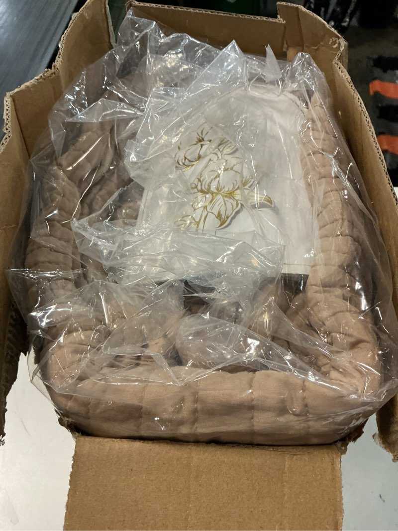 Condition photo showing New/Like New for palassio striped dark beige 100% cotton quilt king size bedding sets, lightweight crinkly channel pi