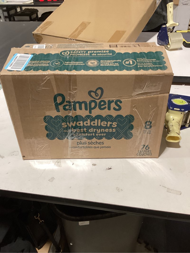 Condition photo showing Good Condition for Pampers Swaddlers Diapers, Size 8 (30+ lbs), 76 Count, Absorbent, Keeps Baby Dry and Comfortable, Skin Safe Disposable Baby Diaper (Packaging May Vary) Size 8 76