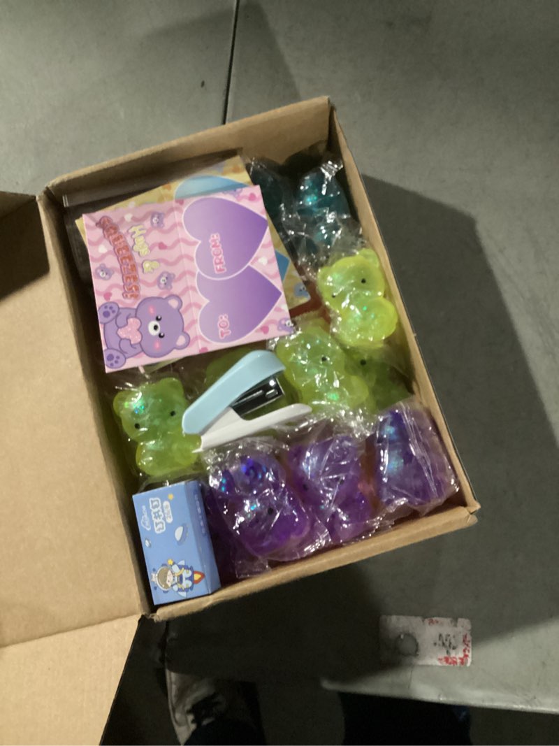 Condition photo showing New/Like New for 24 Pack Valentines Day Bear Toys, Valentines Day Cards for Kids for Classroom Gifts Exchange Prize, Sen Sory Stress Relief Valentine's Party Favors Gift Exchange Rewards