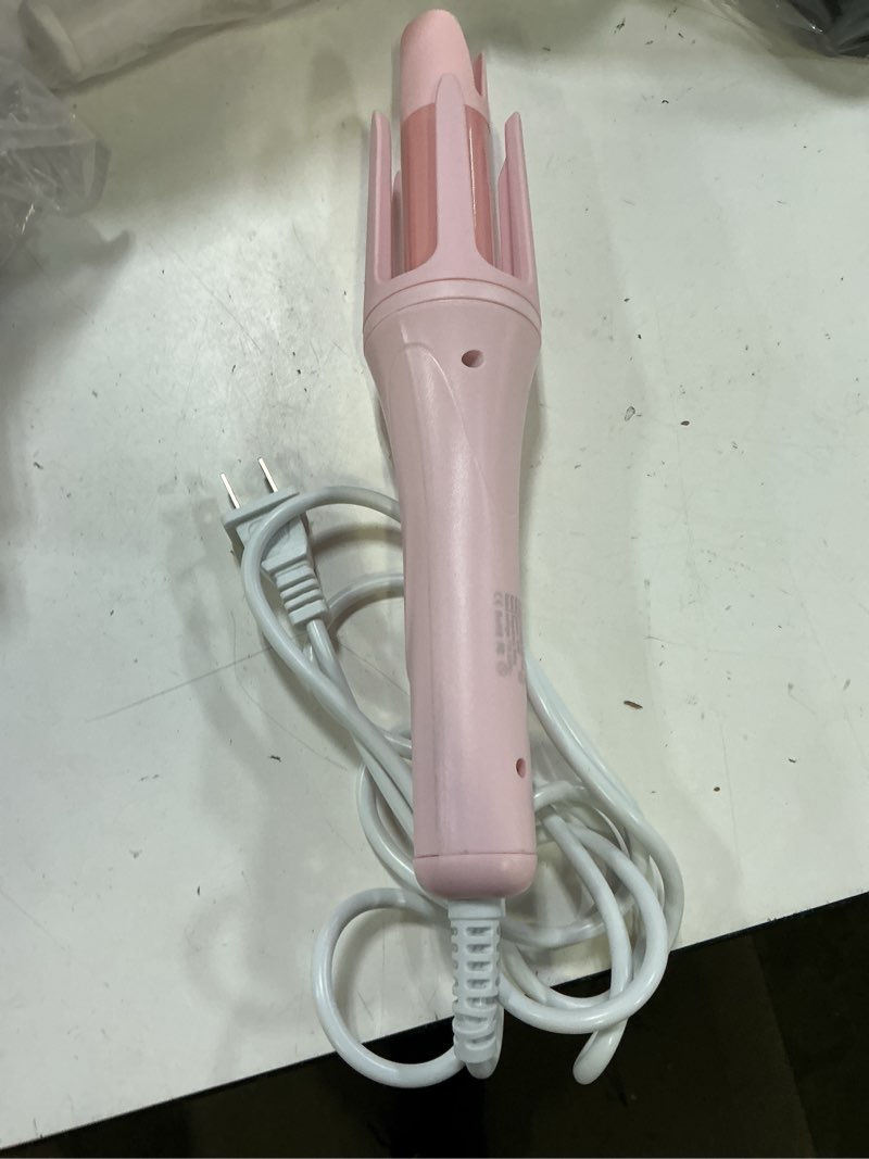 Condition photo showing Good Condition for automatic curling iron, 1.25 inch hair curler with 4 temp. options, 10s fast heating, 2-way rotation, 30 min auto shut-off, anti-scald-tangle for long hair, dual voltage for travel (pink)