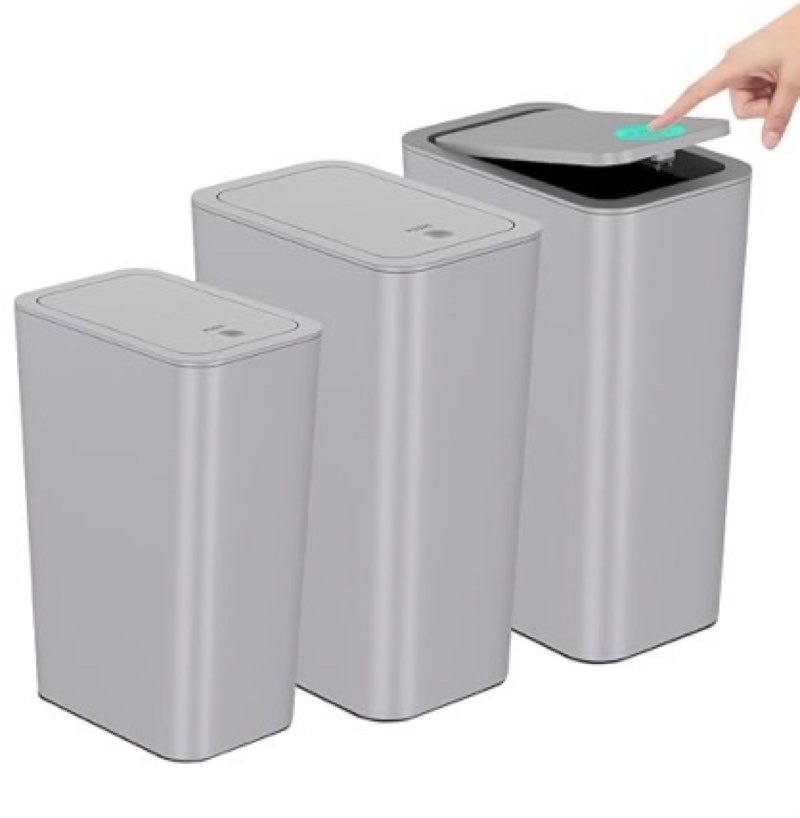 n. netdot bathroom trash can with lid 3 pack set, 2 packs 4 gal slim kitchen trash can and 1 pack 2.