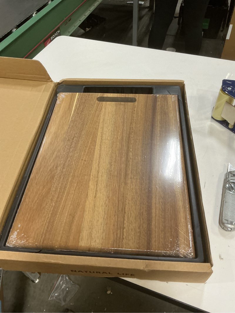 Condition photo showing New/Like New for YSTKC Acacia Wood Cutting Boards Set of 3 PCS for Kitchen, Large Wooden Cutting Board Set with Handle, Thick Chopping Board, Butcher Block Wooden Trays for Meat, Fruit Vegetable and Cheese