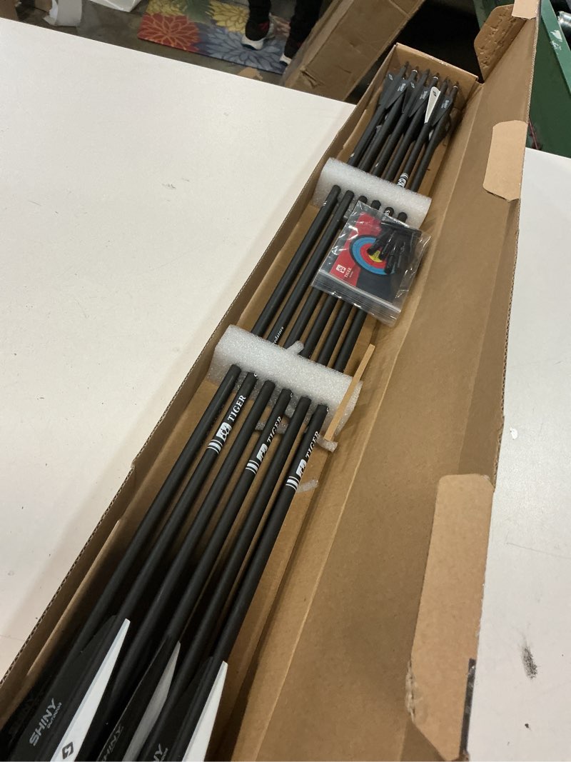 Condition photo showing New/Like New for 30Inch Carbon Arrow Practice Hunting Arrows with Removable Tips for Compound & Recurve Bow(Pack of 12) Black White