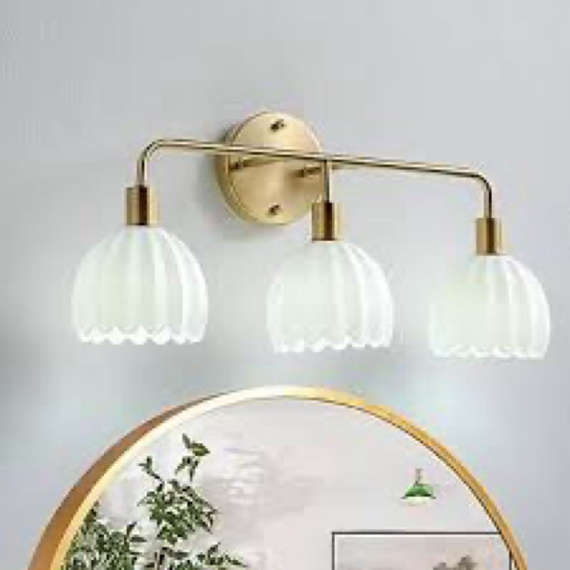 vivihobb Brushed Gold 4-Light Vanlity Light Over Mirror,Wall Sconces,Gold Brass Bathroom Light Fixtu