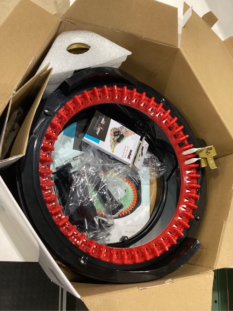 Condition photo showing New/Like New for Addi Express King Size Knitting Machine, 46 Needle Round Loom with Row Counter and Hand Crank, Black, 17.7 Inch Flat Panel Width King Size Single