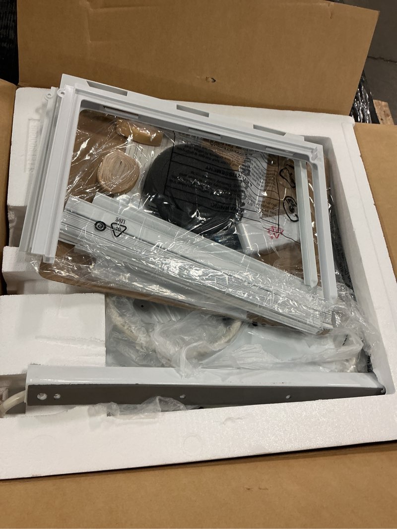 Condition photo showing As Is for 10,000btu 115-volts smart window air conditioner for 450 sq. ft. in white with wi-fi and remote