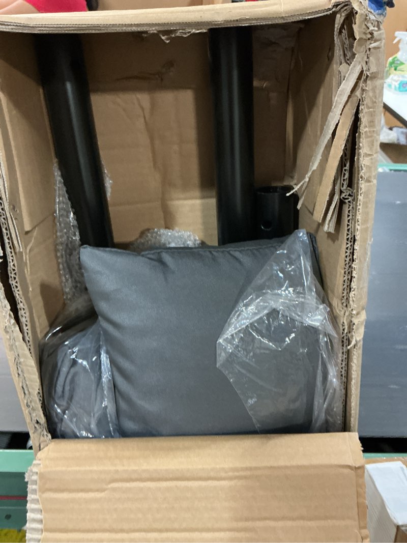 Condition photo showing As Is for suncreat hammocks for outside with stand included, double hammock with curved spreader bar, carrying bag, gray stripes dark gray stripes
