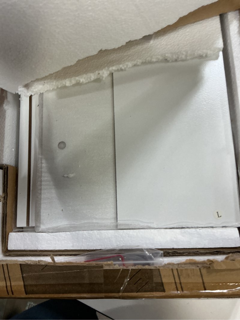 Condition photo showing Good Condition for vasagle bathroom cabinet with mirror, wall cabinet with 2 mirrored doors, adjustable shelf, open compartment, wall-mounted, 5.1 x 22.2 x 23 inches, white ulhc002 5.1"d x 22.2"w x 23"h white