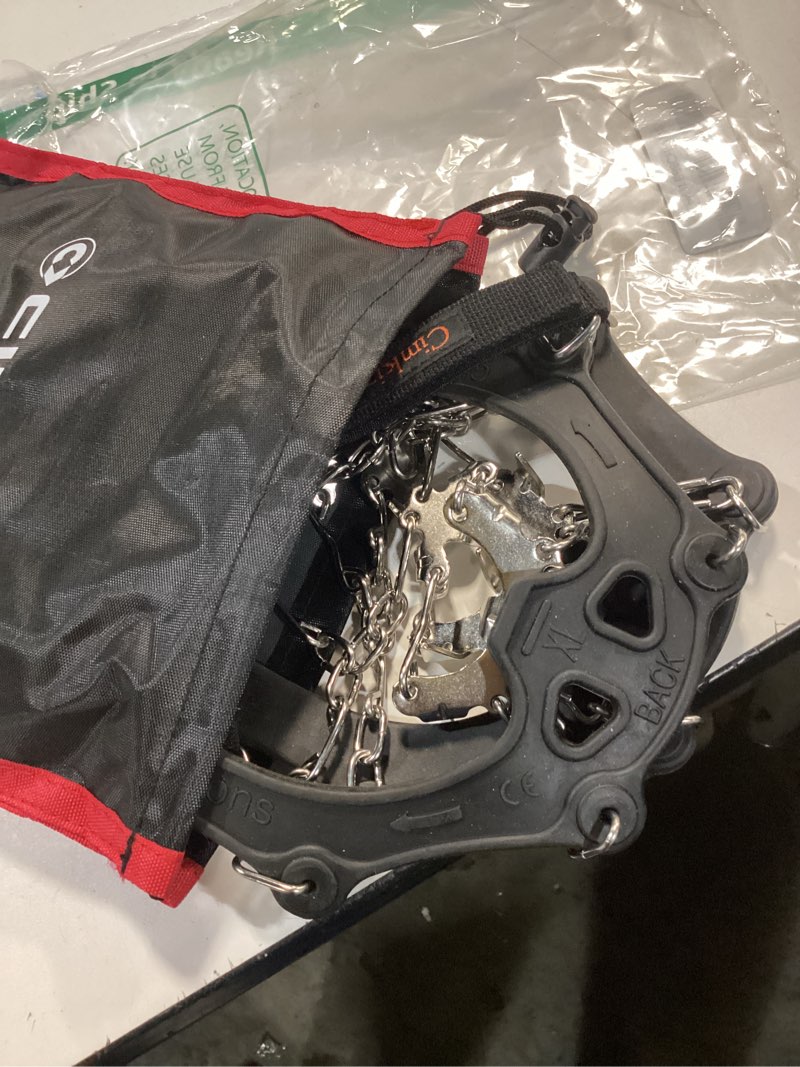 Condition photo showing Good Condition for Crampons Ice Cleats Traction Snow Grips for Boots Shoes Women Men Anti Slip 19 Stainless Steel Spikes Safe Protect for Hiking Fishing Walking Climbing Mountaineering X-Large Black