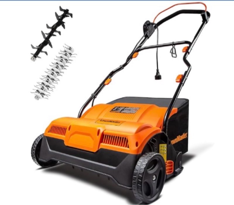 LawnMaster GVB1316 Electric 16” 13 Amp Dethatcher and Scarifier with 12 Gallon Collection Bag