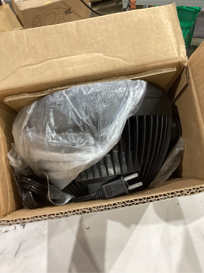 Condition photo showing Good Condition for Amazon Basics Air Circulator Fan, Desk Fan for Bedroom, Home and Office, With 90-Degree Tilt Head, 3 Speed Settings, Lightweight (3 LBS), 35 Watts, Black, 11.1"W x 6.3"D x 10.9"H