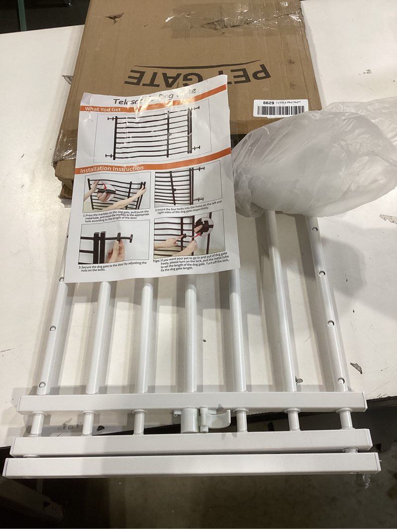 Condition photo showing Good Condition for Malier Indoor Dog Gate with Door, 26-41" Extra Wide Full Metal Pet Gate Short Dog Gate for Stairs, Pressure Mount 14'' Tall Small Puppy Low Gate Easy Step Over for Doorways