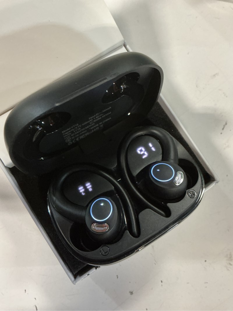 Condition photo showing Good Condition for wireless earbuds, bluetooth 5.4 headphones sport, over ear buds with enc noise cancelling mic, 48h, wireless earphone with earhooks, stereo deep bass, ip7 waterproof ear bud for workout running, black