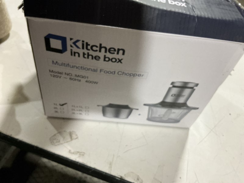 Condition photo showing Good Condition for Kitchen in the box Mini Food Processor, Electric Meat Grinder & Food Chopper with 400W Powerful Veggie Chopper-One 3 Cup Bowl & S Blades for Meat/Fish/Vegetable/Baby Food 3cup(1bowl)